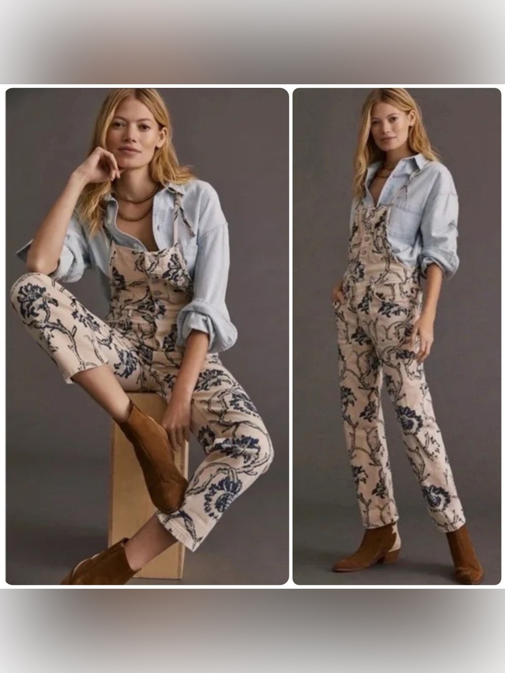 Anthropologie Pilcro “The Painters Floral Denim Overalls”